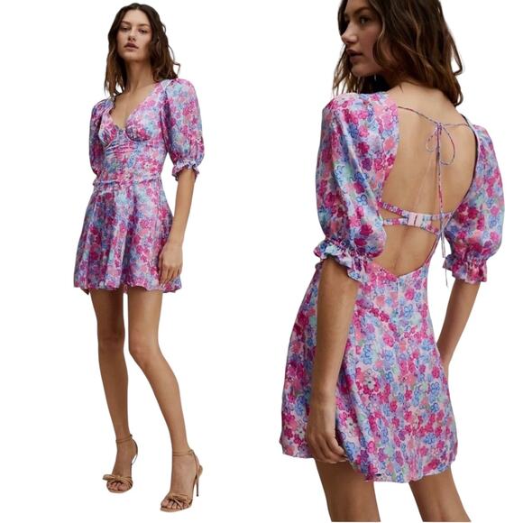 NWT! For Love & Lemons Angie Floral Mini Dress - Size Medium (MSRP $248) - Picture 1 of 16
